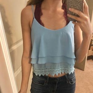 Light blue ruffle tank